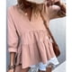 thumbnail image 2 of Blusa con cuello en V para mujer, suave, cómoda, holgada, informal, holgada, para cita en casa, oficina, rosa claro XL, 2 of 6