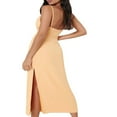 thumbnail image 4 of EIMELI Femmes Col Capot Bretelles Spaghetti Midi Robe Côté Divisé Sans Manches Dos Froncé Bodycon Formelle Longues Robes, 4 of 5