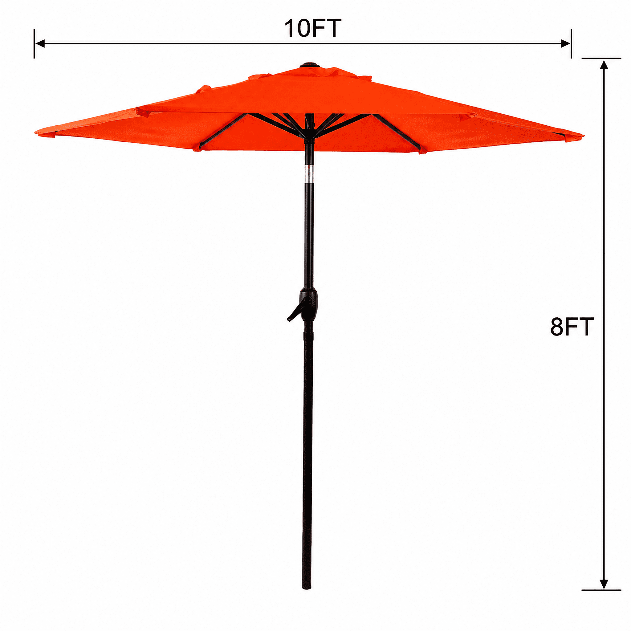 10FT Patio Umbrella, Outdoor Market Yard Umbrella, Sun Shade Umbrella with Push Button Tilt and Crank Mechanism for Garden, Deck, Pool and Backyard, Not Include Umbrella Base, Orange