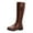 Brown, variant on Fesfesfes Riding Boots For Women Mid Heel Shoes Zip Fringe Belt Buckle Knee High Retro Cowboy US:7.5(40)