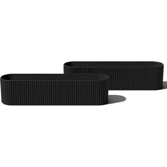 Demi Series Window Box Planter - Long Planter Box for Windowsill/Balcony| Crack-Resistant Plastic & Concrete| Modern Decor for Flowers/Herbs