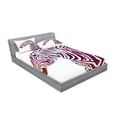 thumbnail image 2 of Ambesonne Animal Fitted Sheet & Pillow Sham Set, Ornamental Zebra Profile, Full, Purple Coral and Pink, 2 of 2