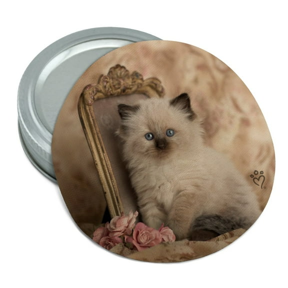 Ragdoll Tiffany Cat Kitten Victorian Roses Round Rubber Non-Slip Jar Gripper Lid Opener