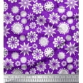 thumbnail image 1 of Soimoi Purple Modal Satin Fabric White Mandala Print Sewing Fabric Yard 42 Inch Wide, 1 of 3