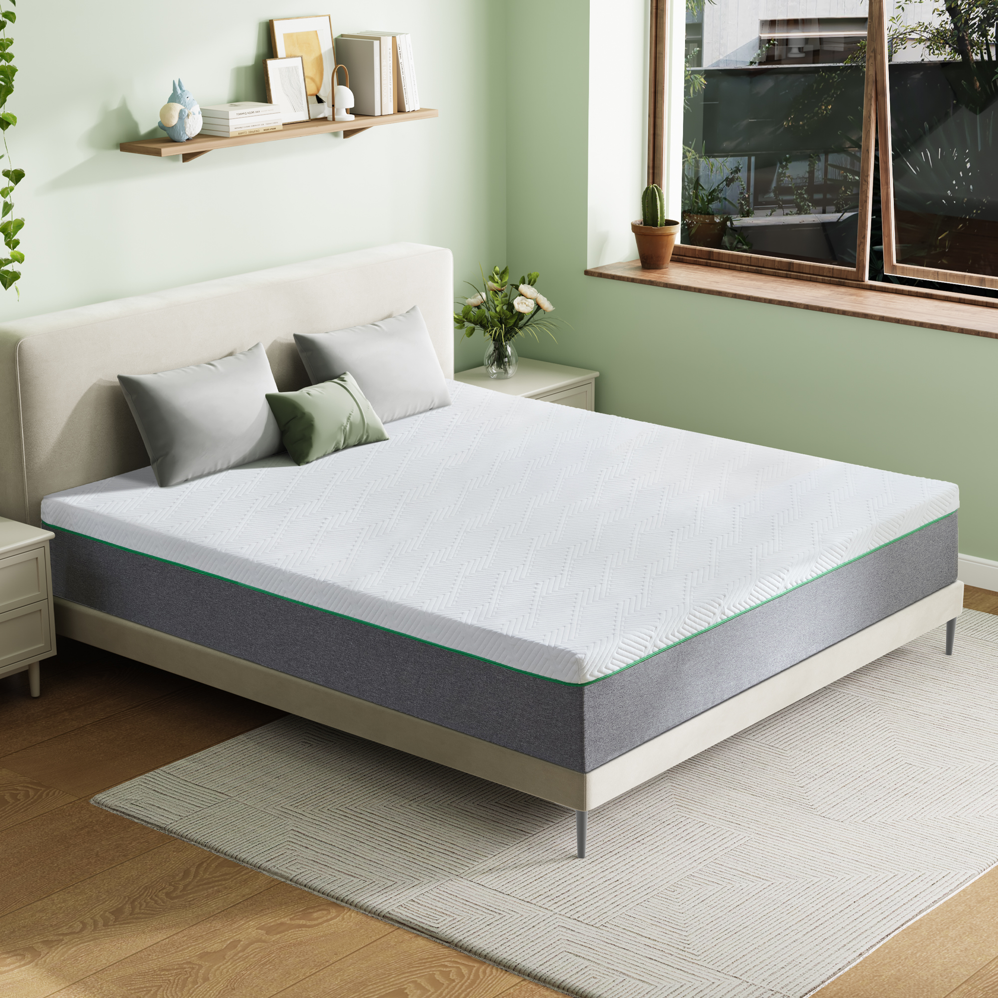 Queen Mattress, FCCTO 10" Queen Size Memory Foam Mattress, Medium