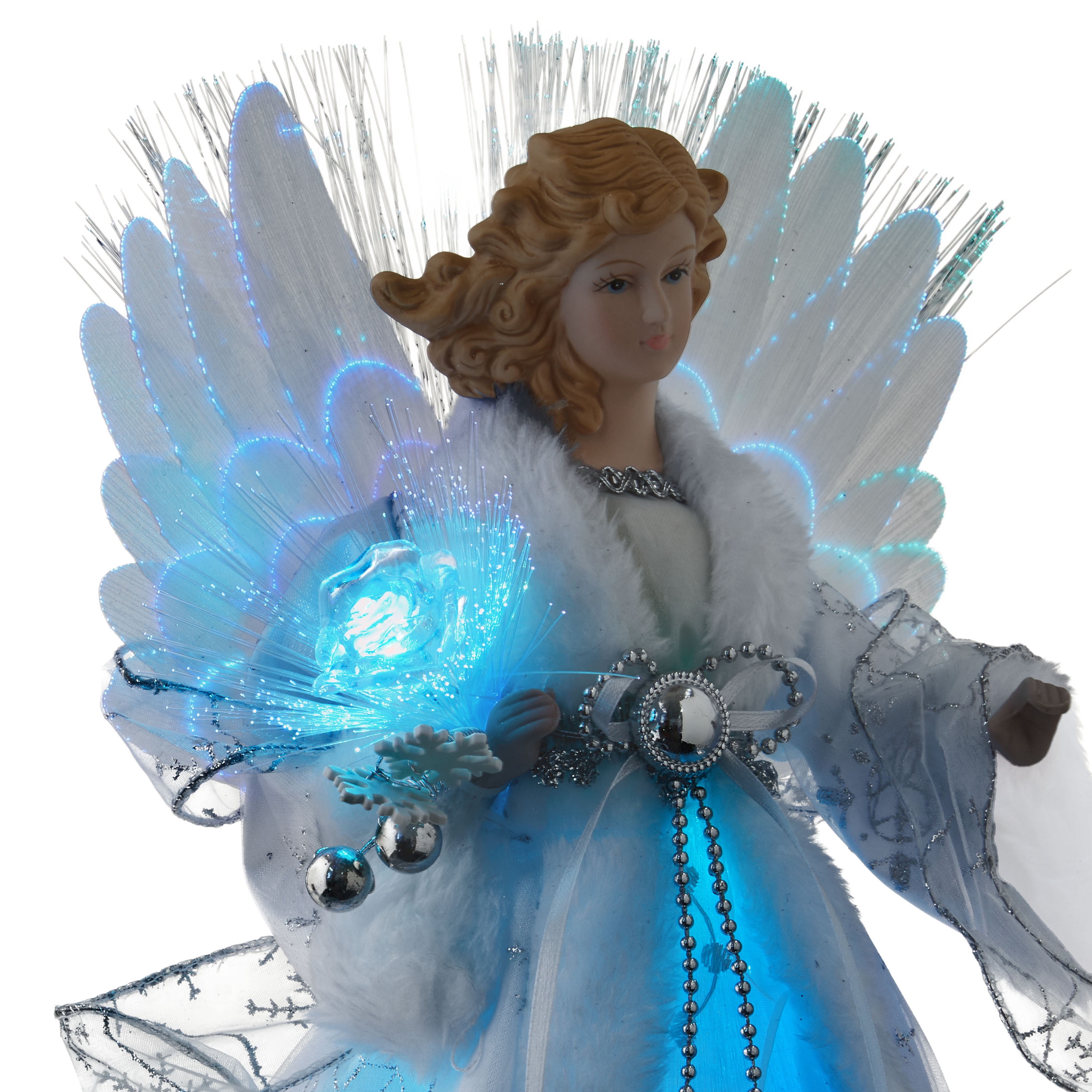 LED Fiber Optic Angel Christmas Tree Topper, White, 12", by Holiday Time