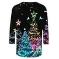 thumbnail image 4 of Cavosen Christmas Blouses for Women 3/4 Sleeve Glitter Xmas Tree Print Tops Crew Neck Shirts Holiday Trendy Blouse Vacation Festival T-Shirt Cute Going Out Party Clothes, 4 of 5