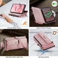 thumbnail image 5 of Allytechgroup Wallet Case for iPhone 11 with Credit Card Slot, RFID Blocking PU Leather Flip Case with Shoulder Strap Wrist Strap Compatible with MagSafe Shockproof Full Body Cover, Pink, 5 of 13