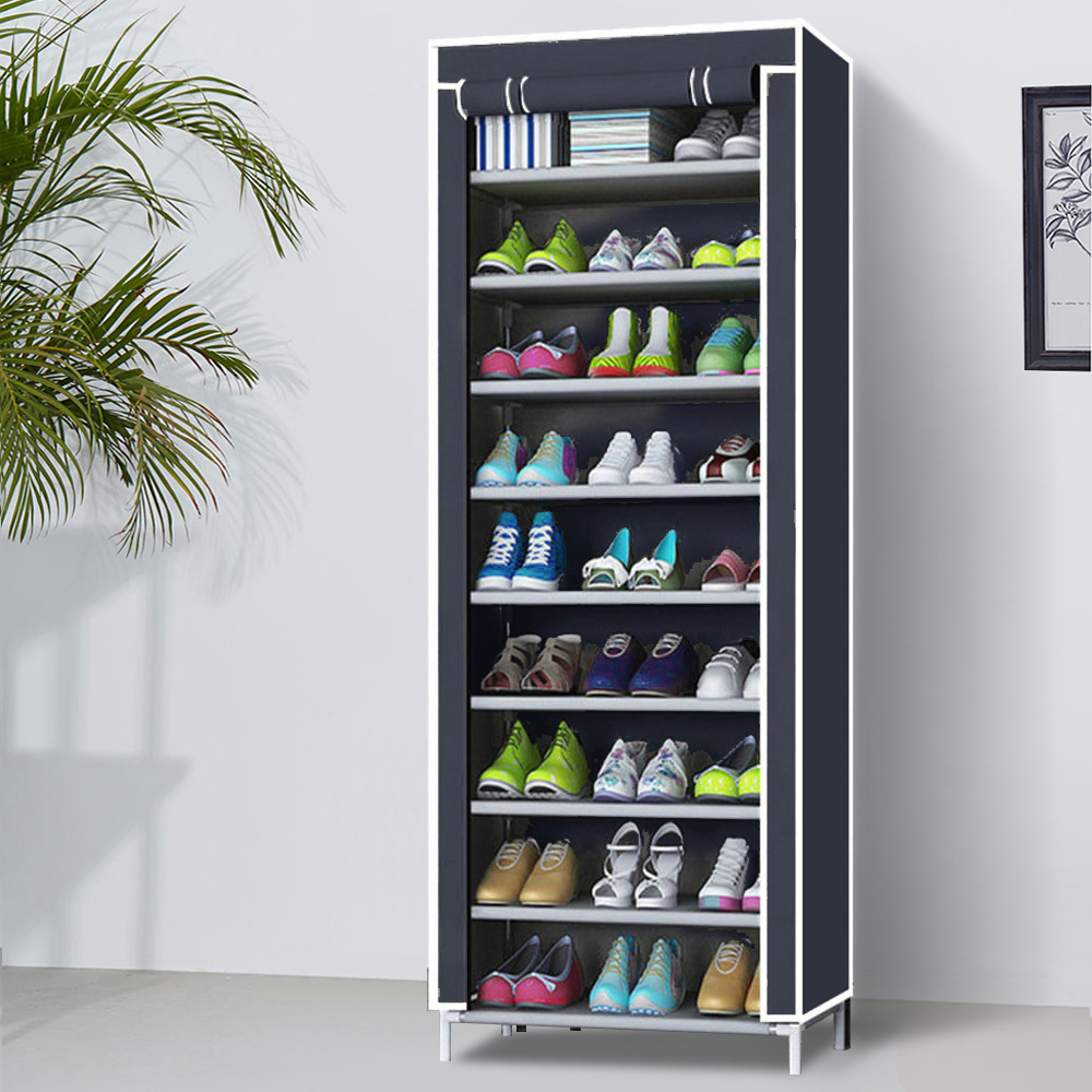 Shoe Rack 9 Tiers for Closet with Dustproof Cover Free Standing Shoes