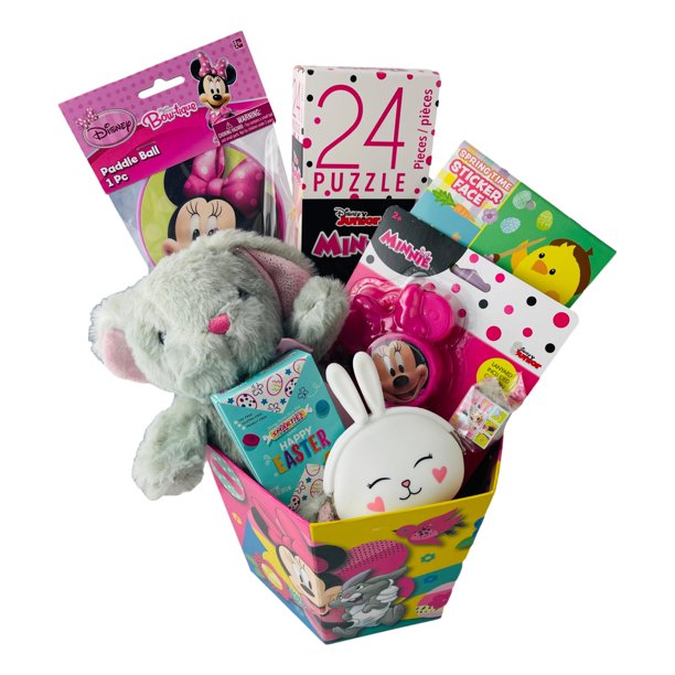 Minnie Easter Basket for Girls Premade with Games, Activities, Candy