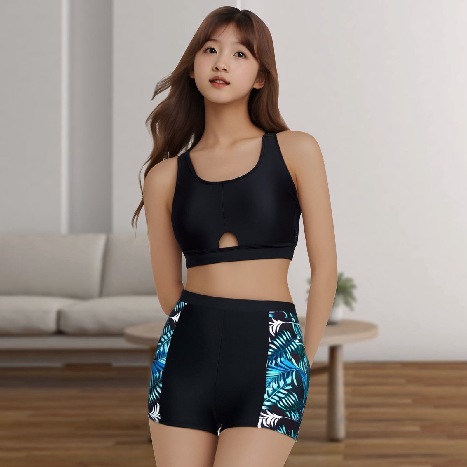 Girls Long Sleeve Bathing Suit Girls One Piece Swimsuits Bathing Suits Kids Swim Suit Swimwear 3 Piece Rash Guard Swimsuit Set Bathing Suit with Boy Shorts
