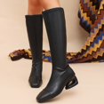 thumbnail image 2 of hopeusnice Square Heel Square Toe Knee High Boot Stretch Fabric On Commute Style Boot Black 38, 2 of 9