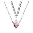 thumbnail image 2 of Couple Necklace Cubic Zirconia Heart Matching Necklace Romantic Through The Heart Couple Jewelry for Him Her Valentine's Day Gift, 2 of 8