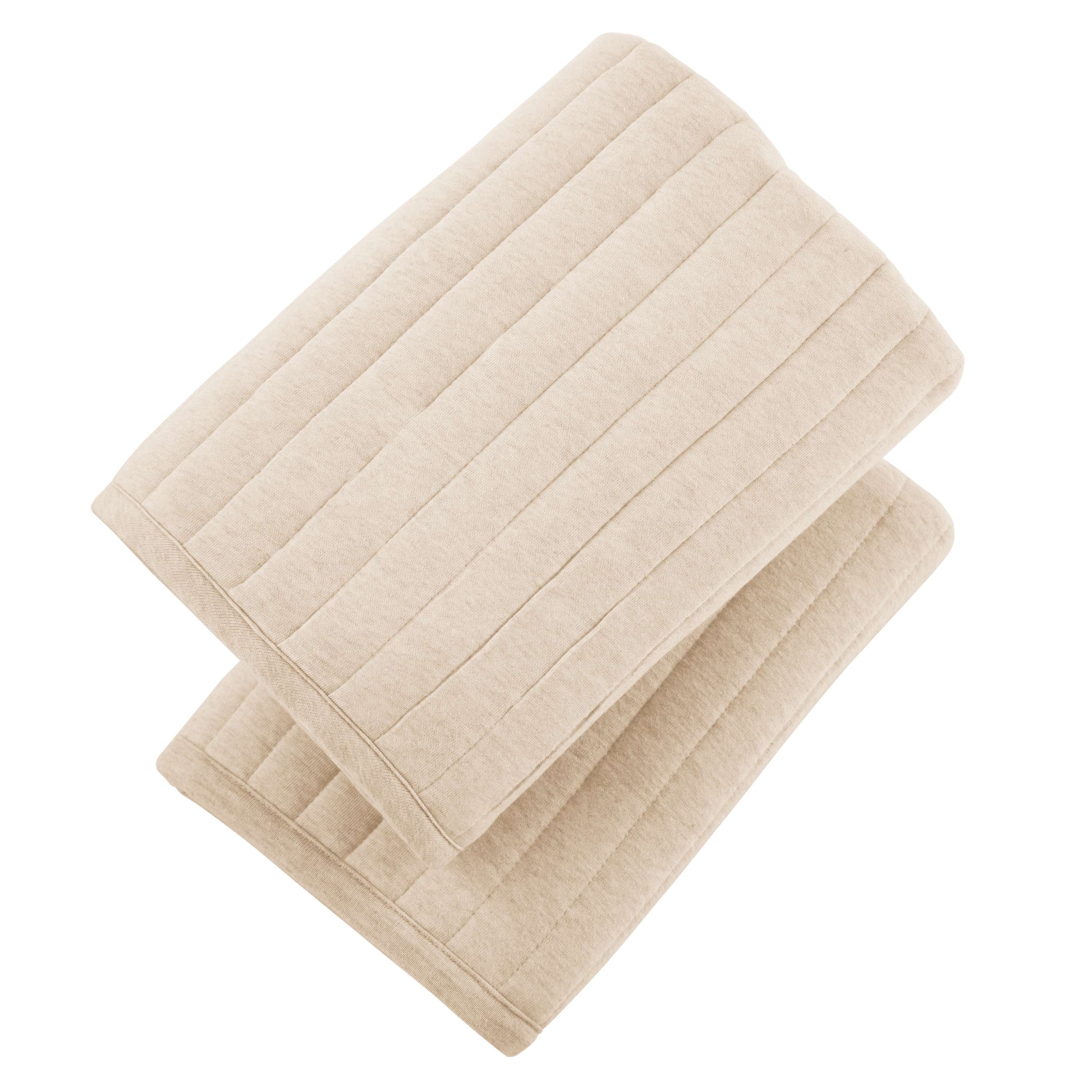 Mainstays Standard Pillow Sham - Beige Soft Jersey, Cotton-Rich T-Shirt Soft Decorative Bed Sham, 2 Pack