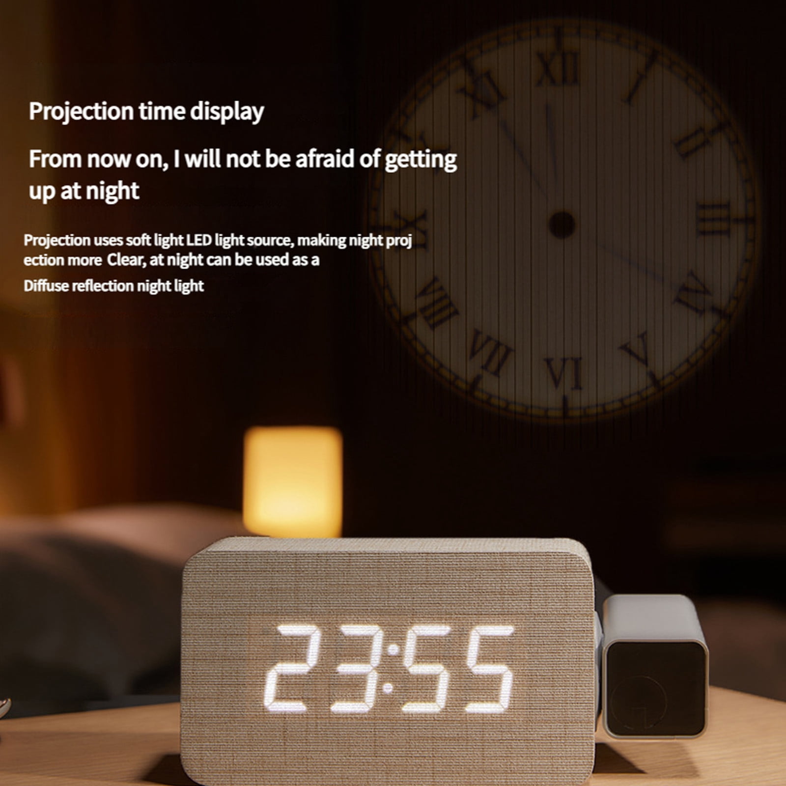 Digital Projections Alarm Clocks for Bedrooms 180° Rotatable Projector Loud Duals Alarms for Kids Elderly,Heavy Sleepers