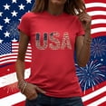 thumbnail image 2 of Goodtrade8 Women's Short Sleeve Shirts Summer Red White and Blue Pullover Casual Crew Neck Graphic 4th of July Independence Day USA Years Anniversary Tops for Women Patriotic, 2 of 8