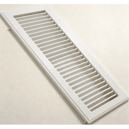 AUR 4x14 Inch Floor Register Heavy Duty Steel Walkable Floor Vents Easy Adjust Air Supply Lever Vent Covers for Home (White)