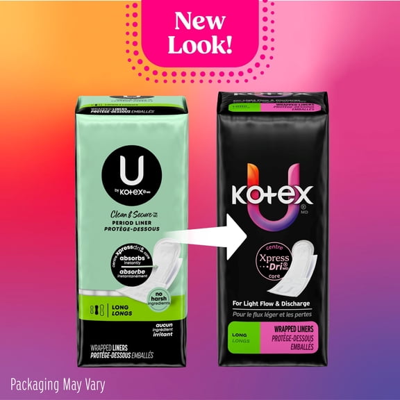 Kotex Wrapped Liners, Light Absorbency, Long Length, 16 Count