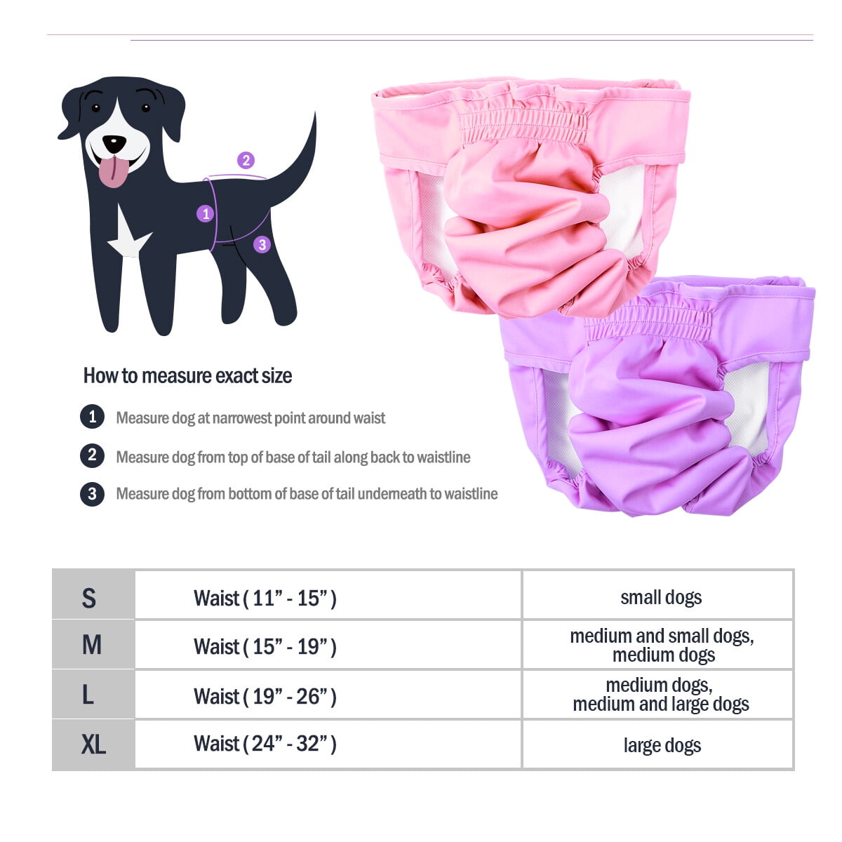 UKCOCO Dog Diaper Pet Female Dog Diaper 2Pack Cotton Incontinence Protection