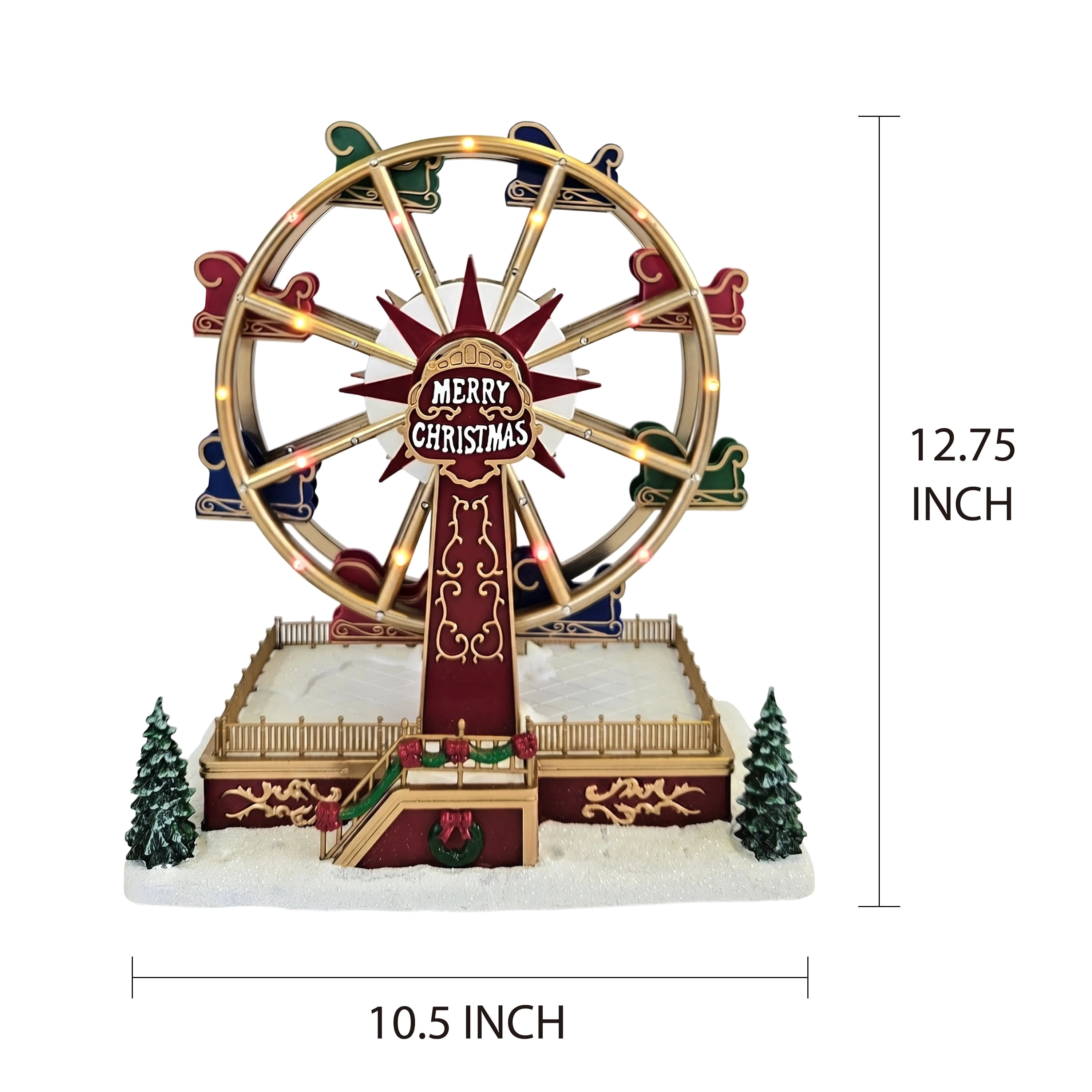 Light-Up and Musical Animated Ferris Wheel Christmas Village Decoration, Multicolor, 12", by Holiday Time