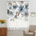 thumbnail image 3 of Blue Brown Spring Floral Sheer Curtains 54 Inches Long, Summer Botanical Light Filering Curtains, Breathable Simi Curtain Privacy Drapes for Kitchen Bathroom Lightweight Small Window Treatment, 3 of 9