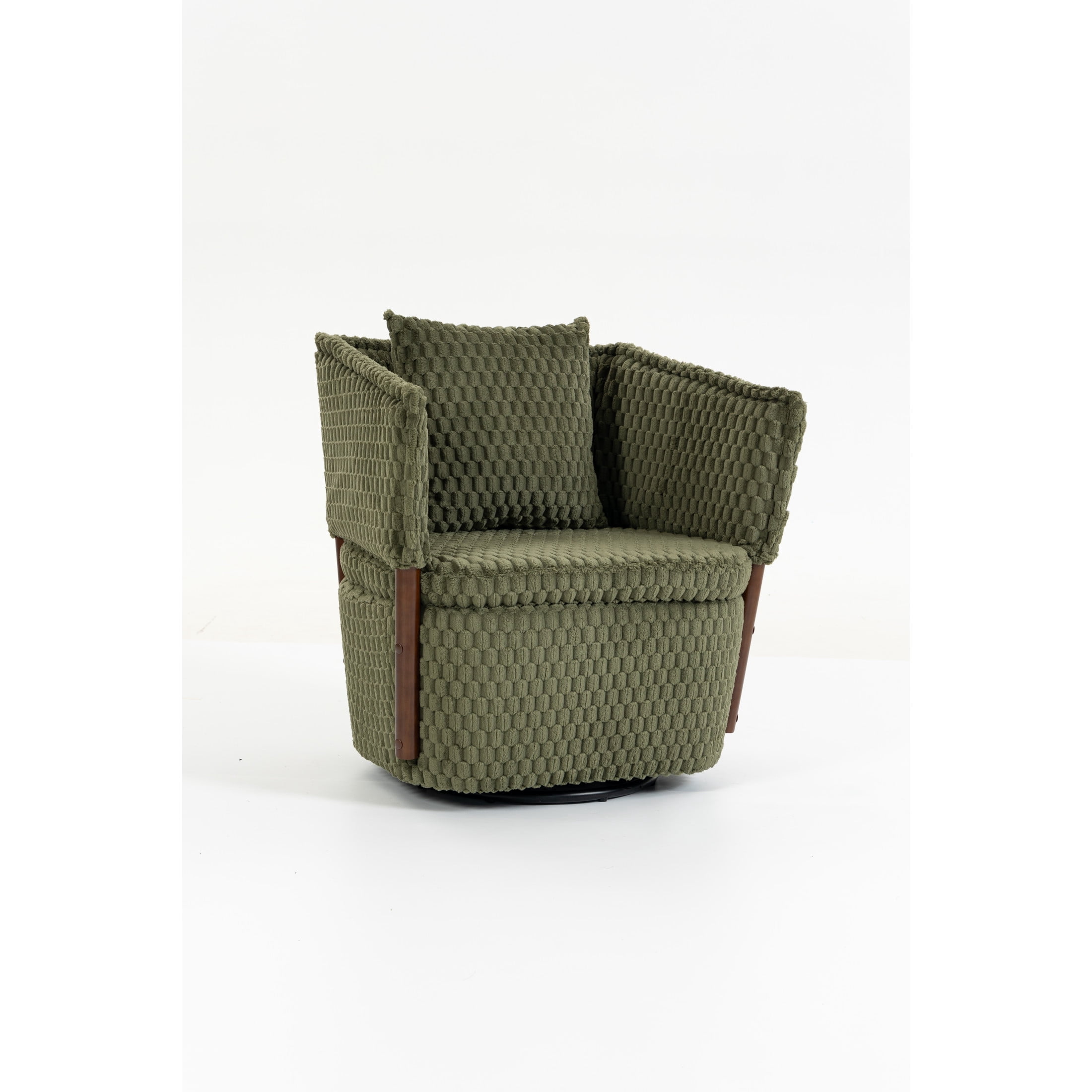 GDF Studio Derwin Mid-Century Modern 360° Swivel Accent Chair with Storage, Reading Armchair for Living Room, Army Green