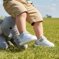 thumbnail image 3 of Toddler Sneakers Baby Boys & Girls Barefoot Shoes Lightweight Breathable Walking Running Tennis Athletic Sport Shoes White Gray 18-24 Months Size 7, 3 of 9