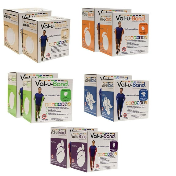 Val-u-Band Twin-Pak, latex-free (100 yard), 5 pc set (1 ea: peach through plum)