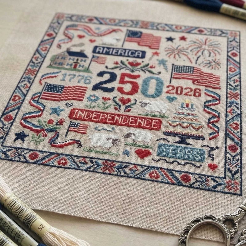 Cross Stitch Kit, USA 250th Anniversary 1776-2026 Independence Day Patriotic Pattern Set(Q)
