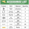 thumbnail image 3 of Shade Sail Hardware Winch Set Kit, 60Pcs Stainless Steel Hardware Kit for Rectangle Triangle Canopy, Heavy Duty Anti-Rust Hardware Kit Set for Outdoor Garden Patio(Ratchet Winch +304 Wire Rope) B, 3 of 5