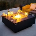 thumbnail image 4 of Elementi Plus Bergen Natural Gas Fire Pit for Outside Outdoor Fire Pit Table Smokeless Firepit Concrete Square Fire Table Patio Heater Fireplace 60000 BTUs - Dark Grey, 40 x 40 Inches, 4 of 11