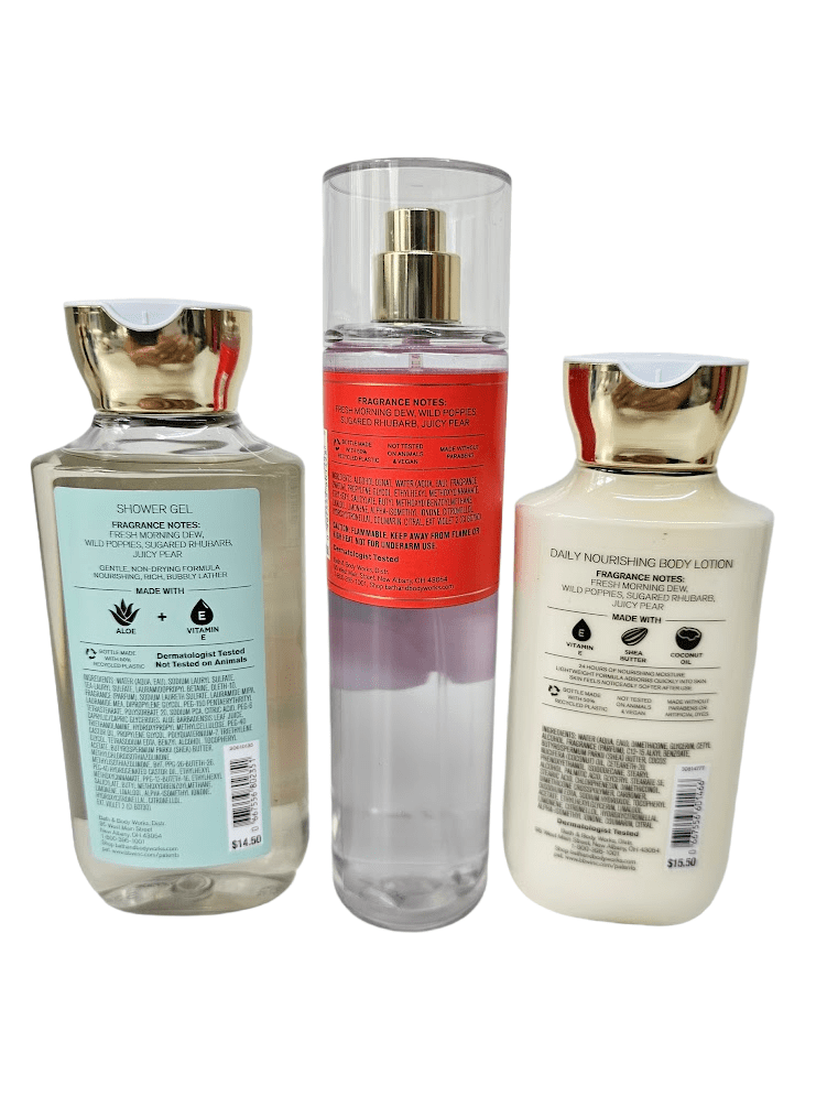 Bath & Body Works Poppy Shower Gel, Body Spray, Body Lotion Set