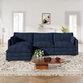 thumbnail image 2 of Muumblus Sectional Cloud Couch with Reversible Ottoman, L-Shaped Chenille Sofa for Living Room, Navy Blue, 2 of 9