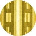 thumbnail image 1 of Ahgly Company Indoor Round Abstract Yellow Modern Area Rugs, 5' Round, 1 of 4