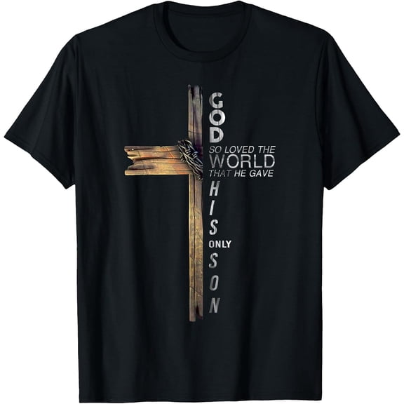 Men's Christ Cross Christian 9 John 3 16 T-Shirt, Comfortable Breathable Soft Tee, Men's 100% Cotton Graphic T-Shirt 180gsm
