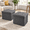 Grey-13"D x 17"W x 13"H (Pack of 2), variant on Leopard Print 13"D x 17"W x 13"H Foldable Storage Ottoman Footrest Stool