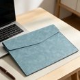 thumbnail image 5 of File Folder,Waterproof Document Pouch,Faux Leather File Organizer with Magnetic Snap for Thin A4 Document Storage,Meeting Documents Arrangement,Blue, 5 of 8