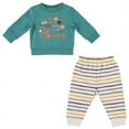 thumbnail image 2 of Chick Pea Baby Boy 2 PC Jogger Set Apple Picking Turquoise Top stripe pants Size 0-3 Months, 2 of 3