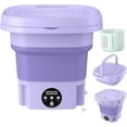 thumbnail image 1 of Compact Foldable 8L Portable Washing Machine with 3 Deep Cleaning Modes, Automatic Half-Wash Function, Lightweight TPE+PP Purple Mini Washer for Travel, Camping, Dorms & Apartments - One-Button, 1 of 5