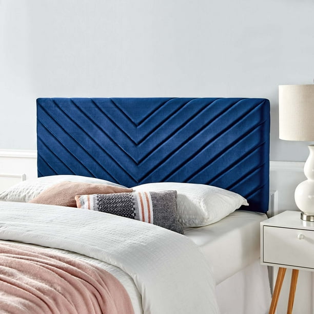 Alyson Angular Channel Tufted Performance Velvet Twin Headboard in Navy