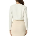 thumbnail image 3 of CHAQUETA Tweed Inspire CHIC para Mujer, Cárdigan Bolero Corto de Cuadros Abierto L Blanco, 3 of 6