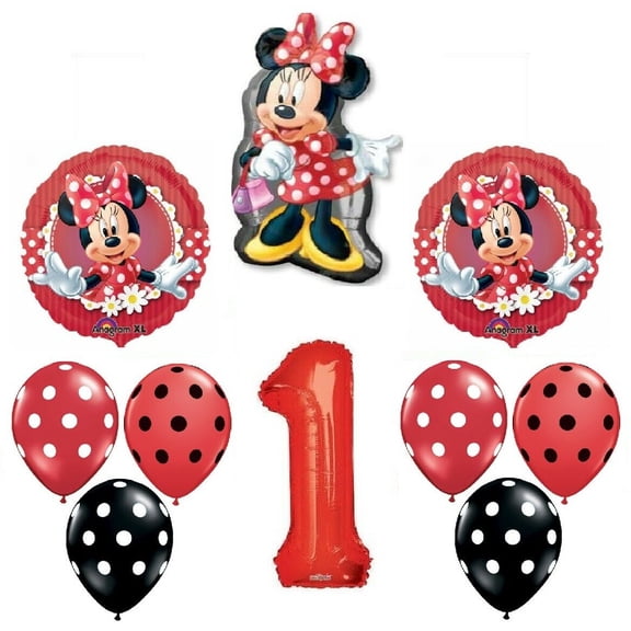 MAD About Minnie Mouse Red 1st Birthday Party Balloons Decorations Supplies Set