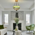 thumbnail image 6 of Kiven 11.8in Flush Mount Ceiling Light Fixture Dimmable, 3-Light Anti Glare Close to Ceiling Light with 15FT Plug-in Cord, Tiffany-Style Glass Chandelier for Bedroom Kitchen Hallway(No.3226-GN), 6 of 7
