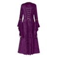 thumbnail image 4 of Lace Up Bell Sleeve Dress, Renaissance Velvet Dress, Medieval Royal Gown, Gothic Velvet Costume, Womens Renaissance Medieval Costume Dress Lace Up Irish Over Long Dresses Cosplay Retro Gown, Purple L, 4 of 4