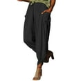 thumbnail image 5 of Avamo Women Wide Leg Linen Pants With Pockets Retro Harem  Bloomers Trousers Loose High Waist  Palazzo Bottoms Black S, 5 of 7