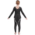 thumbnail image 2 of inlzdz Girls Shiny Sequins Jumpsuit Full Body Unitard with Flowy Skirt Mesh Splice Ballet Dance Bodysuit Black 16, 2 of 6