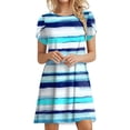 thumbnail image 2 of Jusqu'à 65 % de Rabais! Robes d'Été Mode pour Femmes 2024 Grande Taille Décontractées à Col Rond à Manches Imprimé Floral avec Poche Robe Ample Longueur Genou, 2 of 4