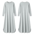 thumbnail image 4 of HBGVBA Casual Maxi Dresses for Women T Shirt Dress 3/4 Sleeve Crewneck Side Slit Pocket Loose Soft Stretchy Dress, 4 of 6