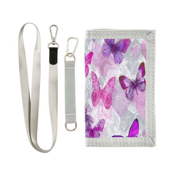 Cloth Purse Boys' Novelty Wallets Girls' Novelty Wallets Men's Wallets Women's Wallets Card Wallet Cash Wallet Student ID Bag Coin Wallet Pink Purple Butterflies