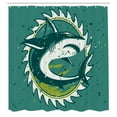 thumbnail image 3 of Ambesonne Green Shower Curtain, Shark Hunter Marine Art, 69"Wx84"L, Green, 3 of 5
